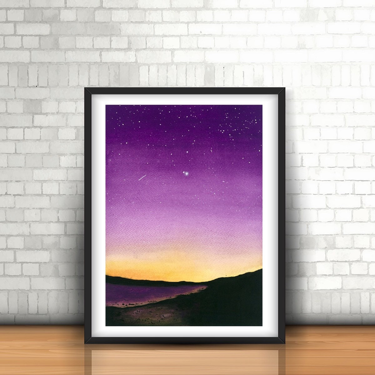 Original Purple Night Sky Watercolor Painting | Etsy