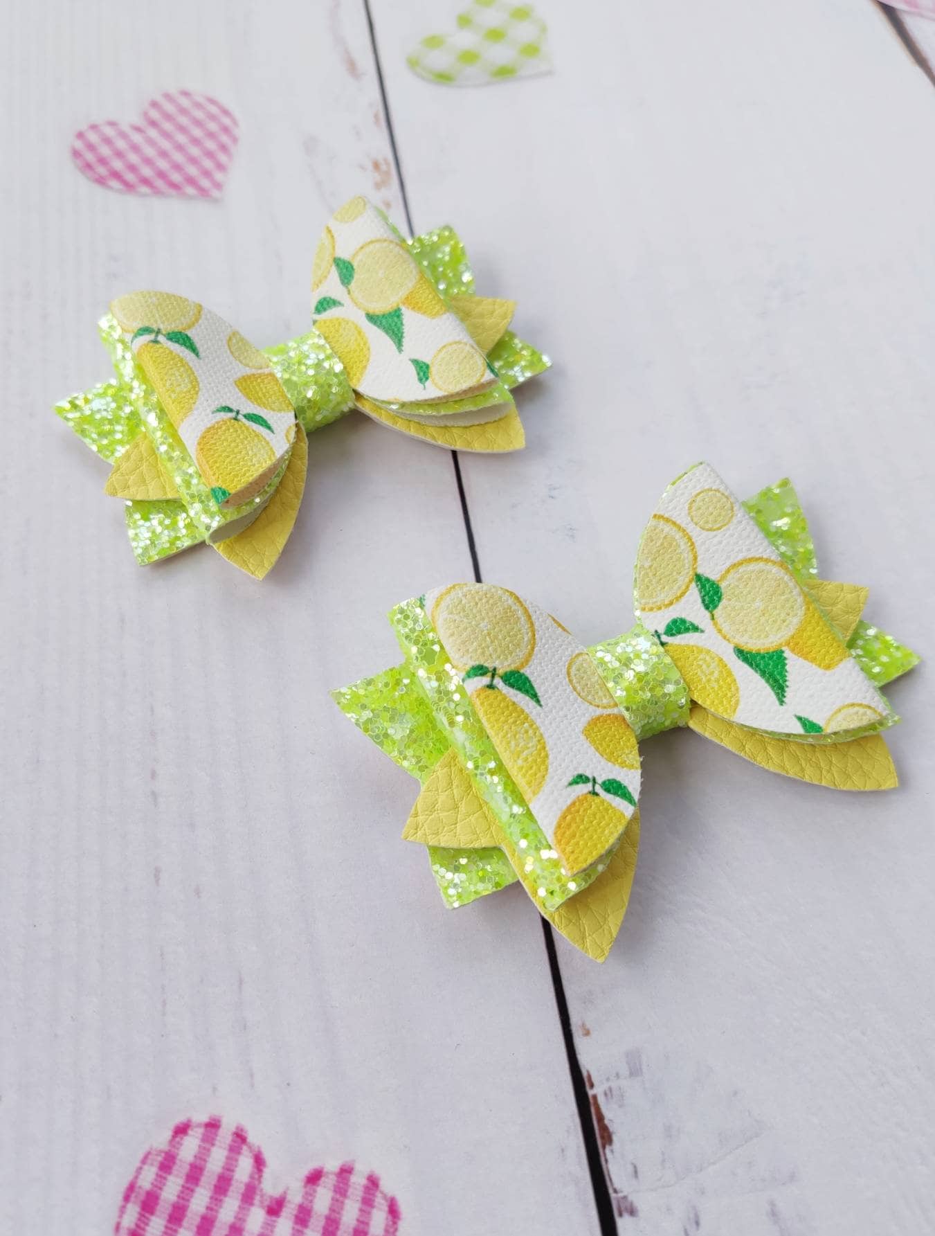 Lemon Hair Bows Fruit Hair Clips Etsy