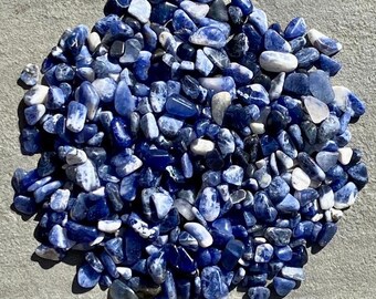 SODALITE (smaller) - undrilled loose tumbled gemstone crystal chips - 50g - 3-8mm - small mini tiny stones jewelry jewellery gem chip beads