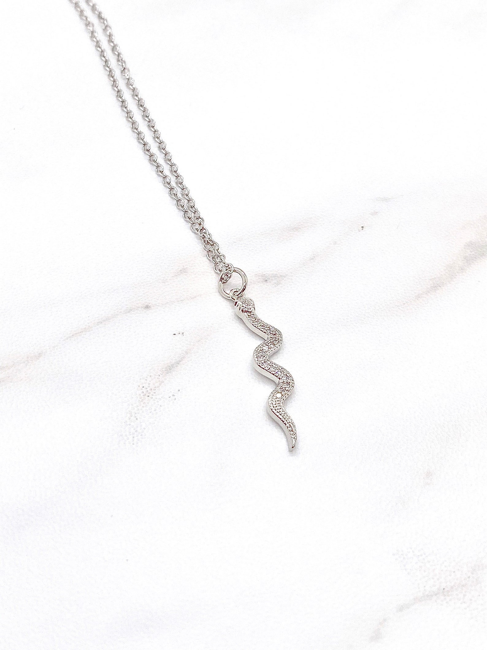 18K Gold Plated Snake Necklace With Pave Cubic Zirconia Etsy