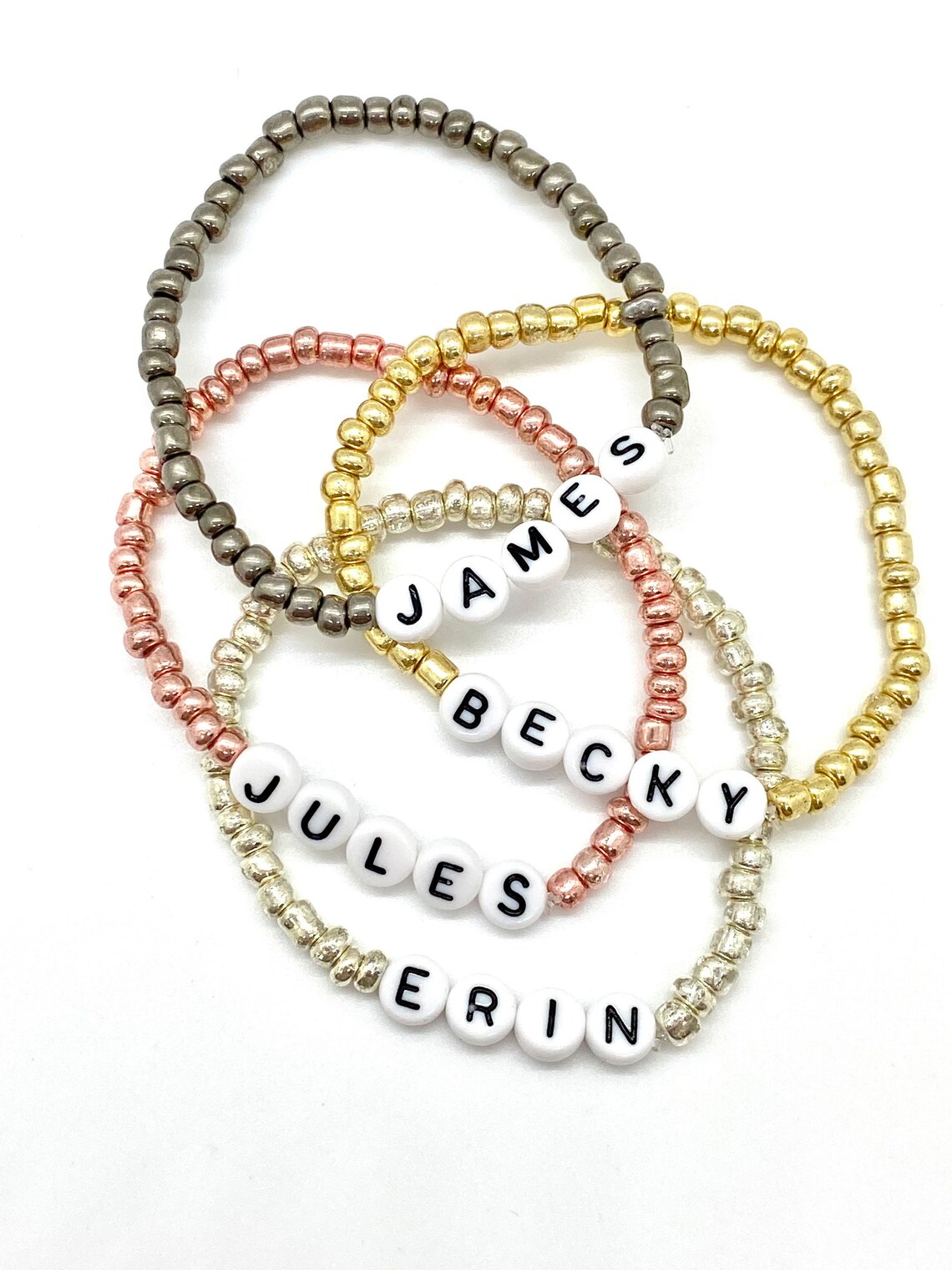 Custom Beaded Name Bracelet Or Word Bracelet Personalized Gift Etsy