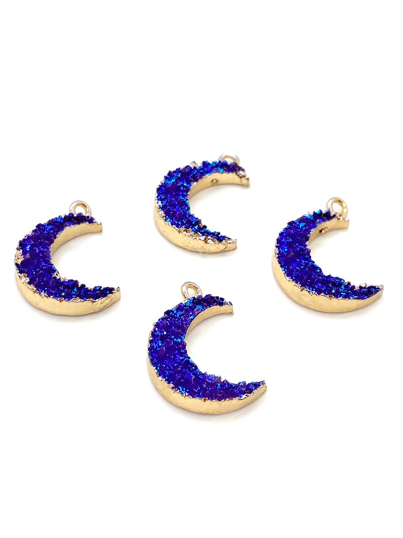 Resin Druzy Moon Charms Bulk Charms For Jewelry Making Moon Etsy