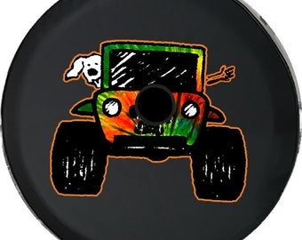 Spare Tire Cover: Dog Paw Prints Peace Love