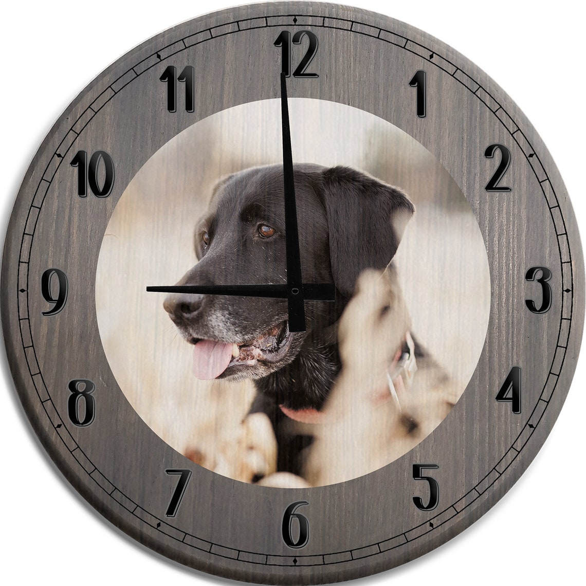 Black Lab Wall Clock Dog Wall Decor Etsy