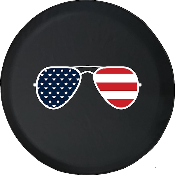 USA America Sunglasses Girl Tire Cover Fits Wrangler, Rubicon, Camper, and RV's