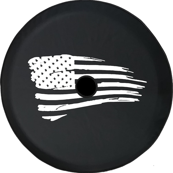 Waving American Distressed Flag Military  Tire Cover Fits Wrangler, Rubicon, Camper, and RV's