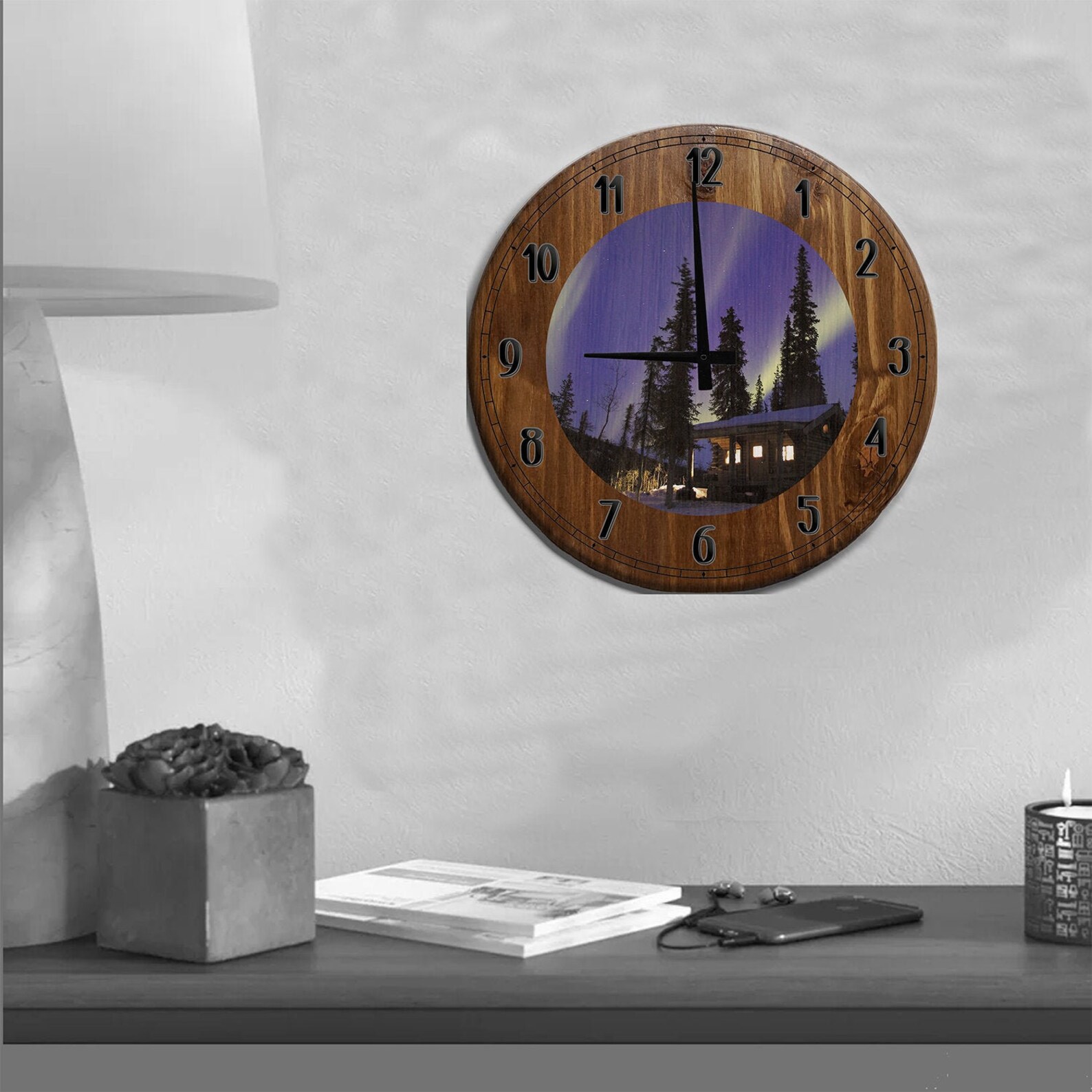 Winter Cabin Wall Clock Rustic Wall Decor Etsy