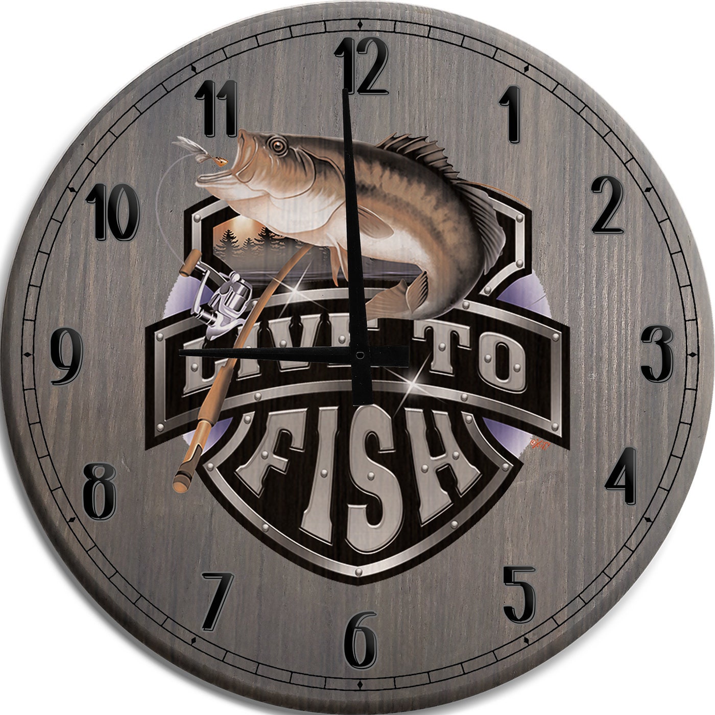 Live to Fish Wall Clock Fisherman Lake House Decor for the Etsy