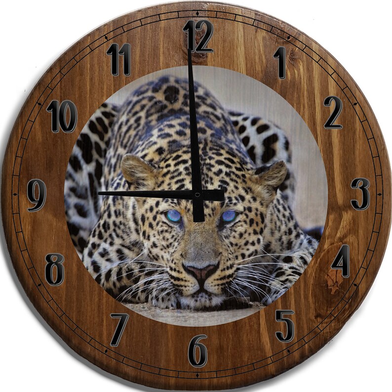 Leopard Wall Clock Jungle Wall Decor Etsy