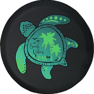 Funda para neumáticos Sea Turtle Beach Ocean Vibes compatible con Wrangler, Rubicon, Camper y RV