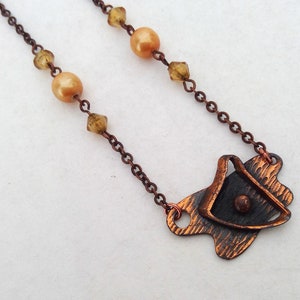 Copper Pendant Necklace. One of a Kind.  Repurposed Materials.