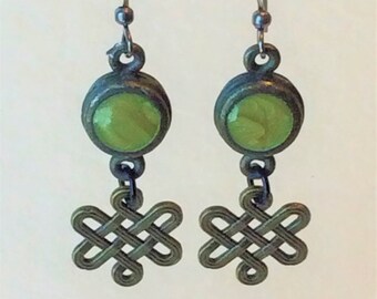 One of a Kind Earrings with Vintage Repurposed Links and Celtic Love Knots.  In Antiqued Brass.
