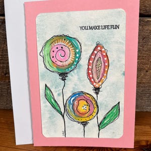 Biglietti di auguri, acquerello, penna e inchiostro, astratto, vuoto all'interno