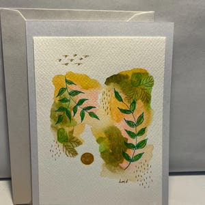 Biglietti di auguri, acquerello, penna e inchiostro, astratto, vuoto all'interno