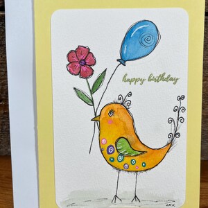 Grußkarten, Aquarell, Tuschestift, Geburtstag, innen blanko