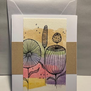 Biglietti di auguri, acquerello, penna e inchiostro, interno vuoto