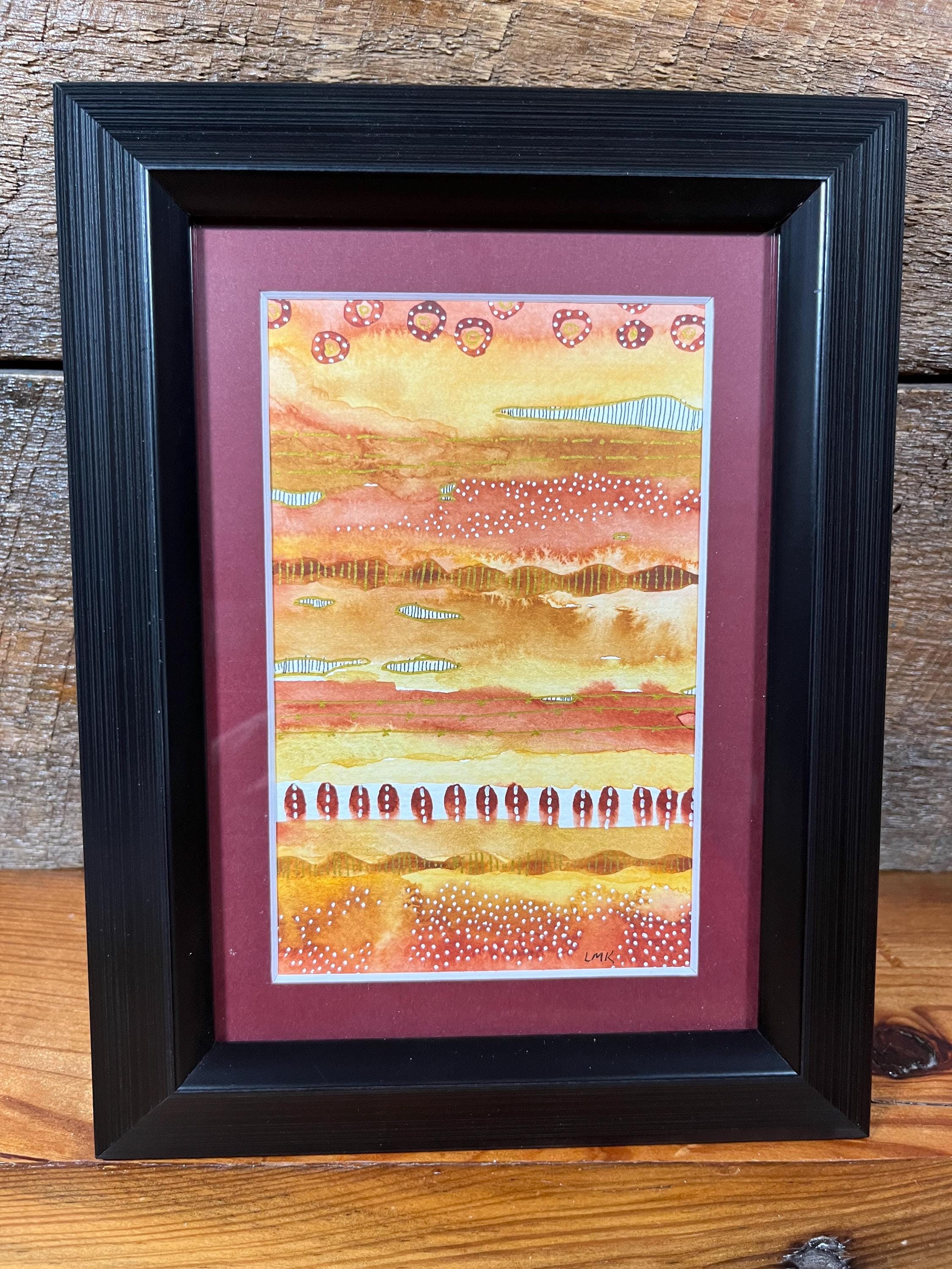 Watercolor Pen and Ink Abstract Painting, Framed. - Etsy