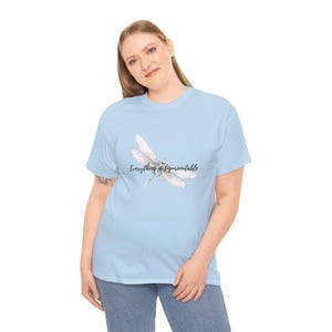 Dragonfly Illustration T-Shirt | Delicate Dragonfly, Script Text 'Everything Is Figureoutable'