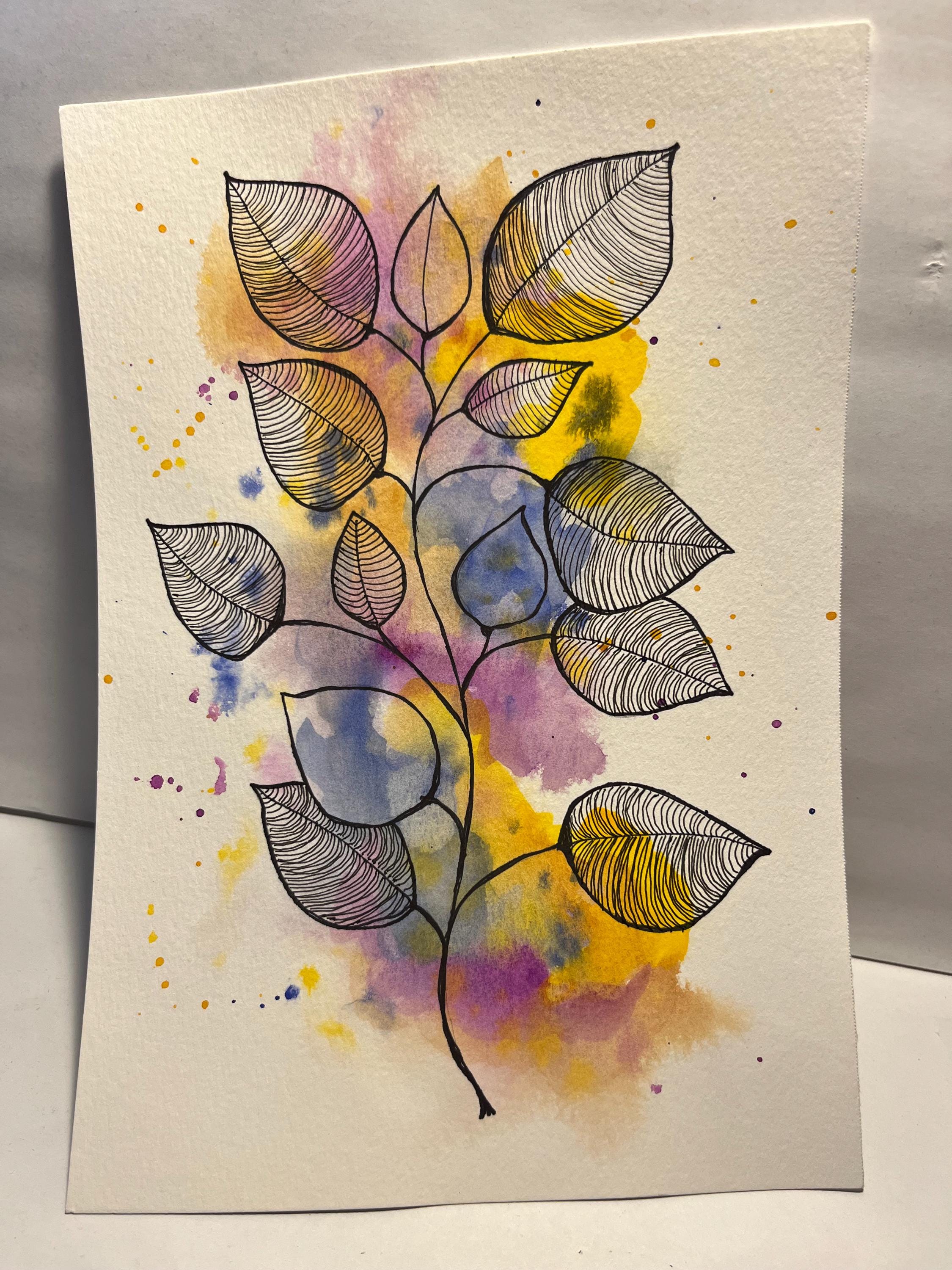 Watercolor Painting, Pen and Ink, Botanical Abstract Art - Etsy