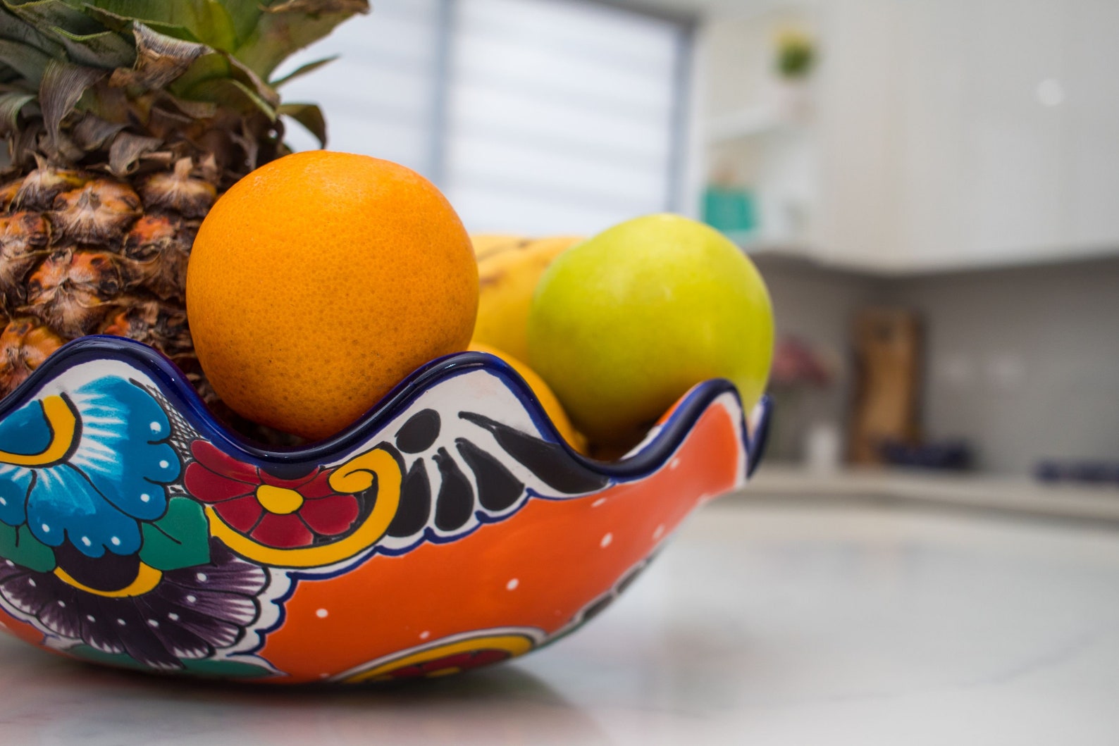 Fruit Bowl Mexican Talavera / Red Cobalt Blue Orange / Etsy