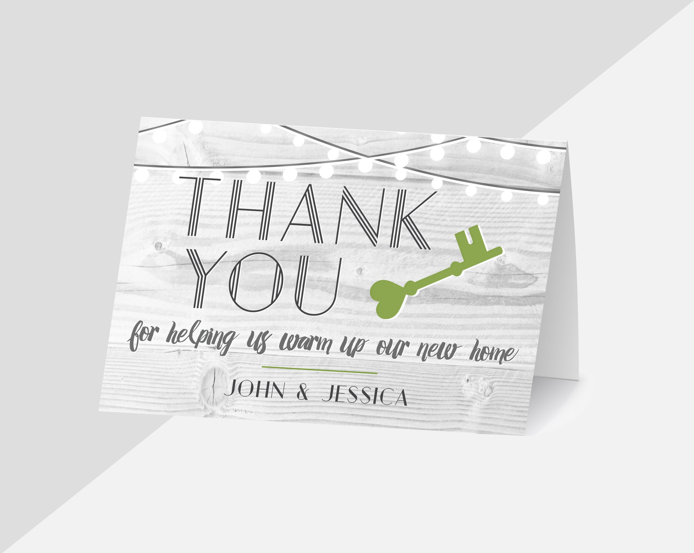 Housewarming Thank You Card Rustic Modern / Citron and Grey Etsy