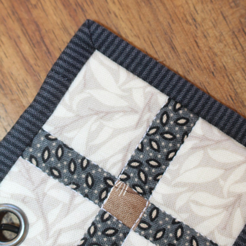 Patchwork Key Fob: Handmade Quilted Keyring, William Morris Fabric image 2