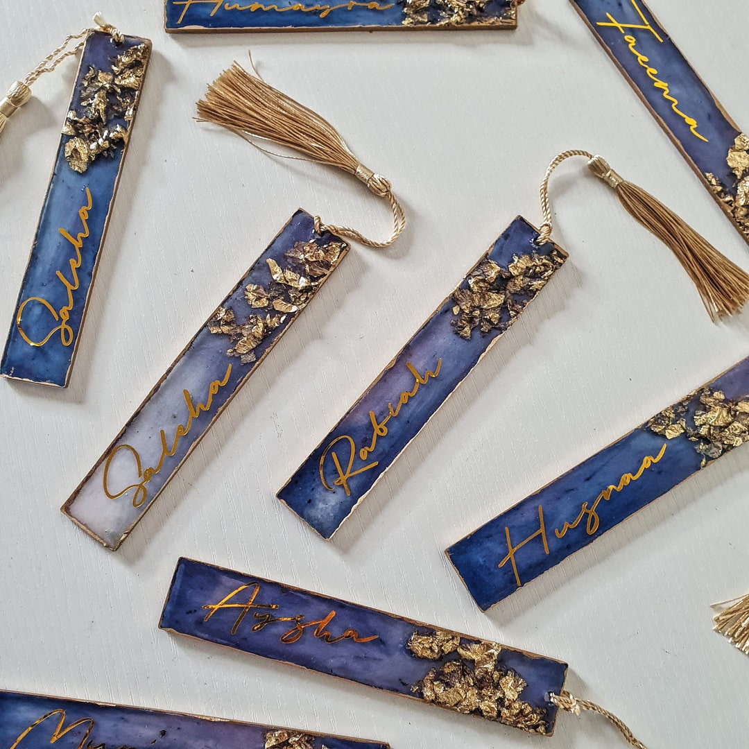 PERSONALISED BOOKMARKS Gold Leaf Resin Bookmarks Etsy