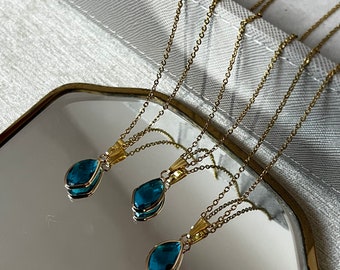 Teardrop Necklace | Pendant | Jewellery | Gifts | Birthday Eid Christmas Wedding | Crystal pendant | Long necklace Dainty
