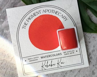 Kohaku Koi Orange Red Handmade Watercolor