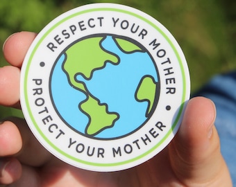 Mother Earth Sticker, EcoFriendly Sticker, Bumper Sticker, Recycle Sticker, Laptop Sticker, Environment Sticker, Water Bottle Sticker