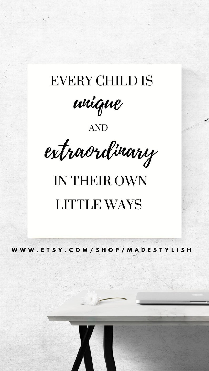 Every Child is Unique Quote, Printable Wall Art, Inspirational Quote