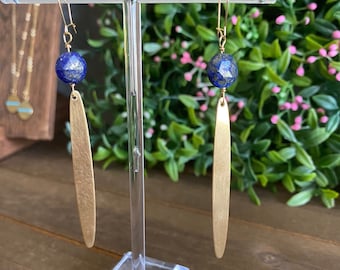 Touch of Lapis // Gold filled lapis lazuli earrings, lapis lazuli earrings, statement earrings, gifts under 50, gifts for her,