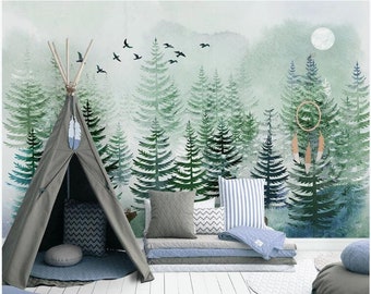 Pine Tree Wallpaper Etsy