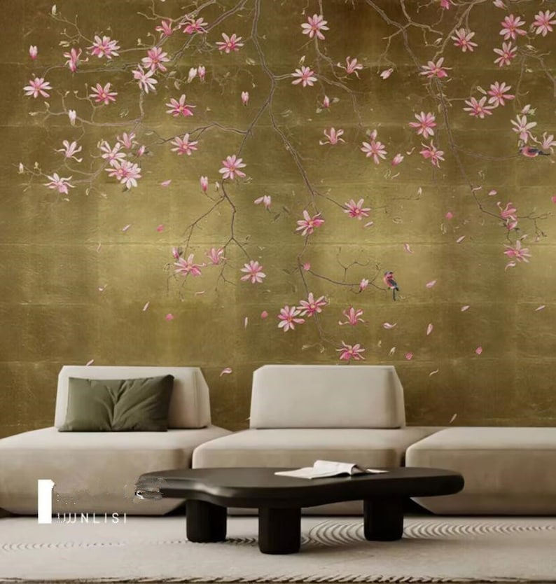 Chinoiserie Cherry Blossom Wallpaper Mural: Luxury Floral Wall Decor - Etsy