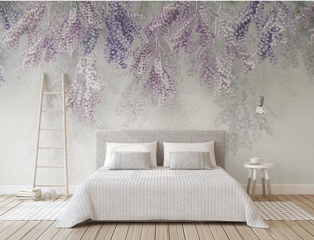 Hanging Wisteria Floral Wallpaper Mural, Wall Decor - Etsy