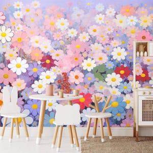 Natur Herbst Frühling Bunte Blumenblume Blüte Rosa Gartenarbeit Feld Sonniger Sommer Pflanze Tapete, Kinderzimmer Mädchen Zimmer Blumenwanddekor