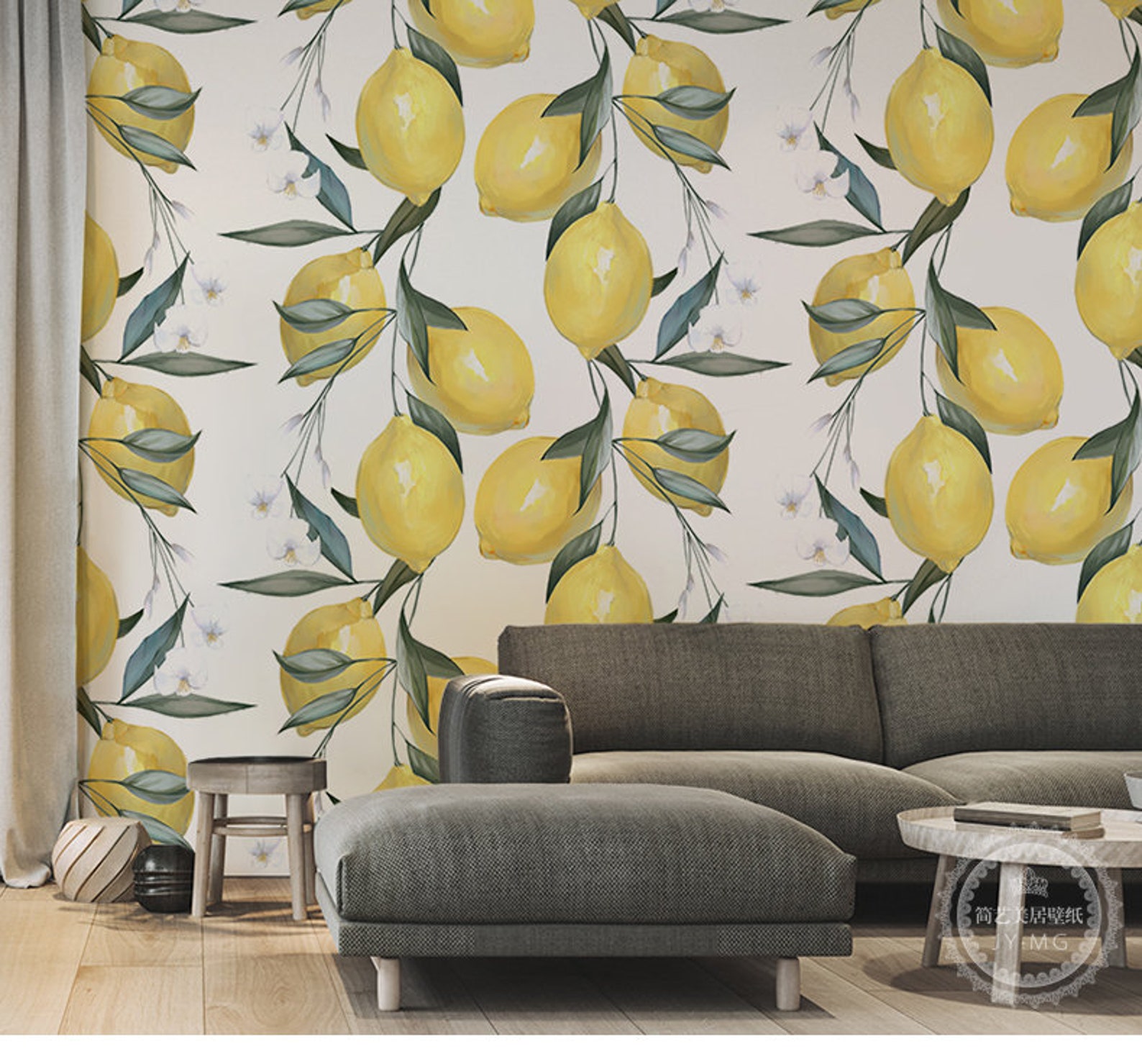 Oil Painting Lemon Wallpaper Wall Mural Hand Painted Lemon Etsy