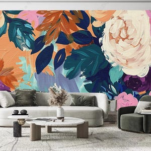 Burgundy Peonies Watercolor Wallpaper: Romantic Floral Wall Mural