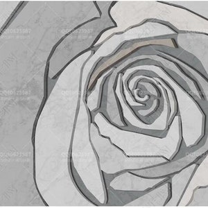 Grey Background Rose Floral Wallpaper Wall Mural, One Giant Large 3D ...