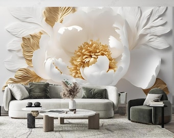Abstract Floral Wallpaper: Large Flower Wall Mural Decor