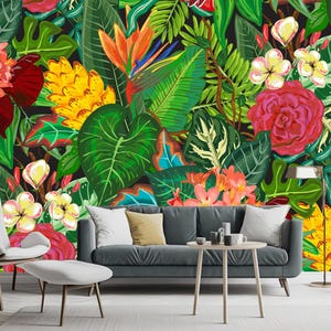 Papier peint feuille de palmier tropical : Papier peint fleur de la jungle