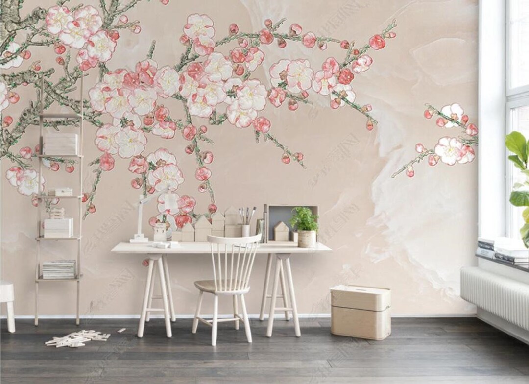Chinoiserie Cherry Blossom Wallpaper Mural: Branch Wall Decor - Etsy