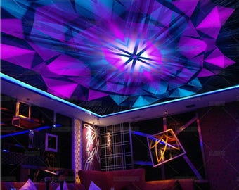Barra de KTV con luz azul deslumbrante abstracta, mural de techo para decoración de pared