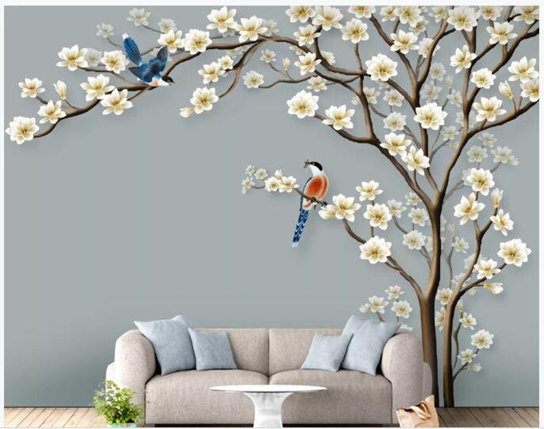 One Cherry Tree Chinoiserie Wallpaper Wall Murals Beautiful Etsy
