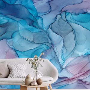 Mixing Liquid Paints Art with Alcohol Ink Marble Wallpaper. Modern Painting For Interior Printing Marble Wallpaper Wall Mural