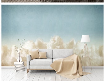 Dramatic Clouds Cloudy Wallpaper Wall Mural, Abstract Cloudy Wall Mural Wall Decor