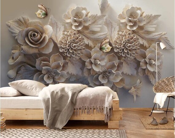 3D Chocolate Flowers Floral Wallpaper Wall Mural 3D Modren - Etsy