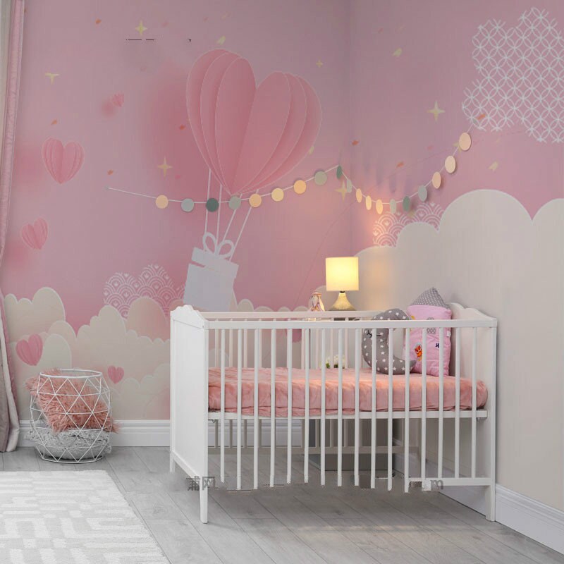 Pink Girl's Pink Clouds Nursery Wallpaper Wall Mural Etsy