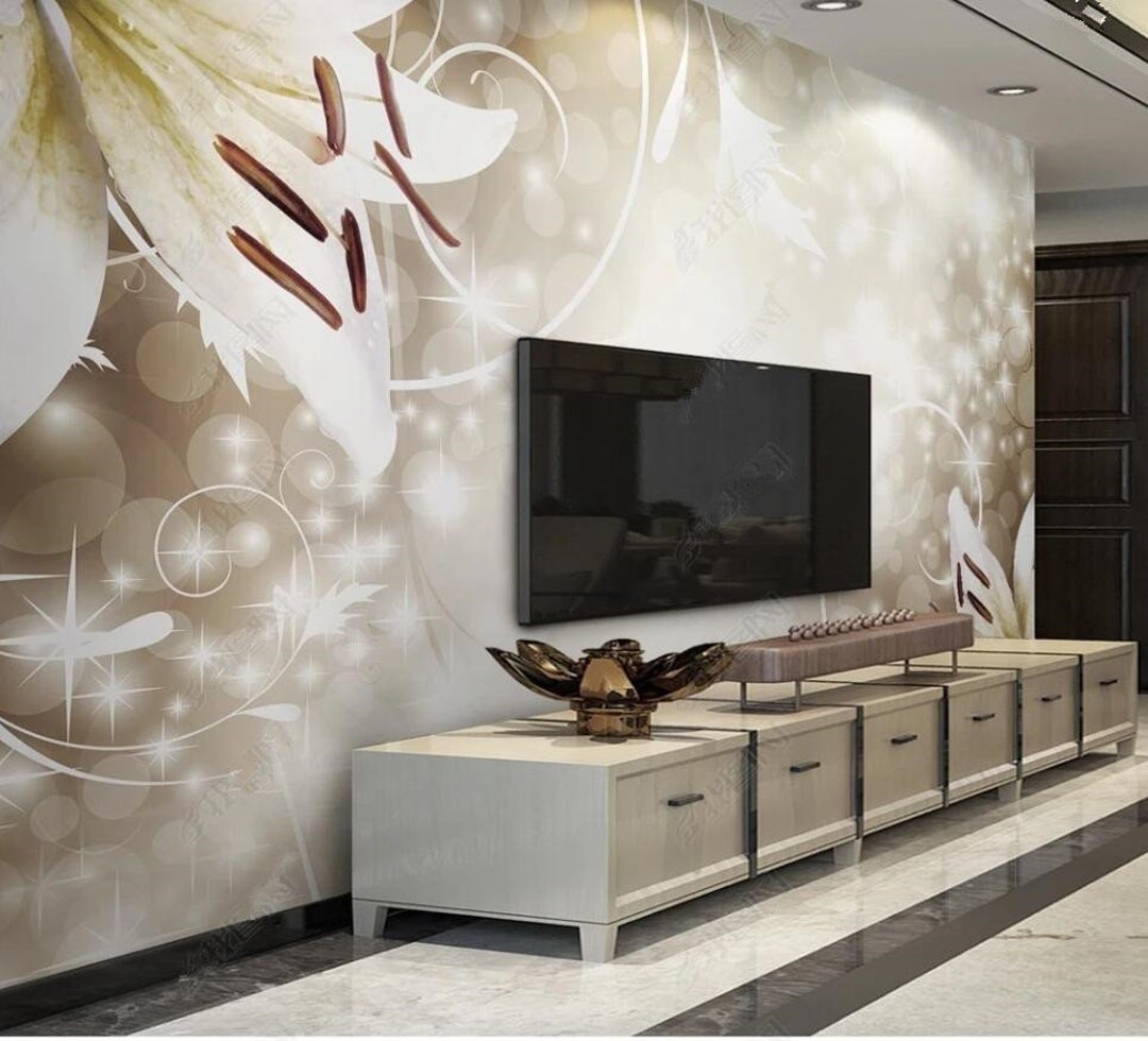 Dreamy Lily Flower Wallpaper Mural: Bedroom Living Room Decor - Etsy