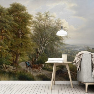 Ölgemälde Original Europäische Kunst Retro Wald Landschaft Wandbild Tapete